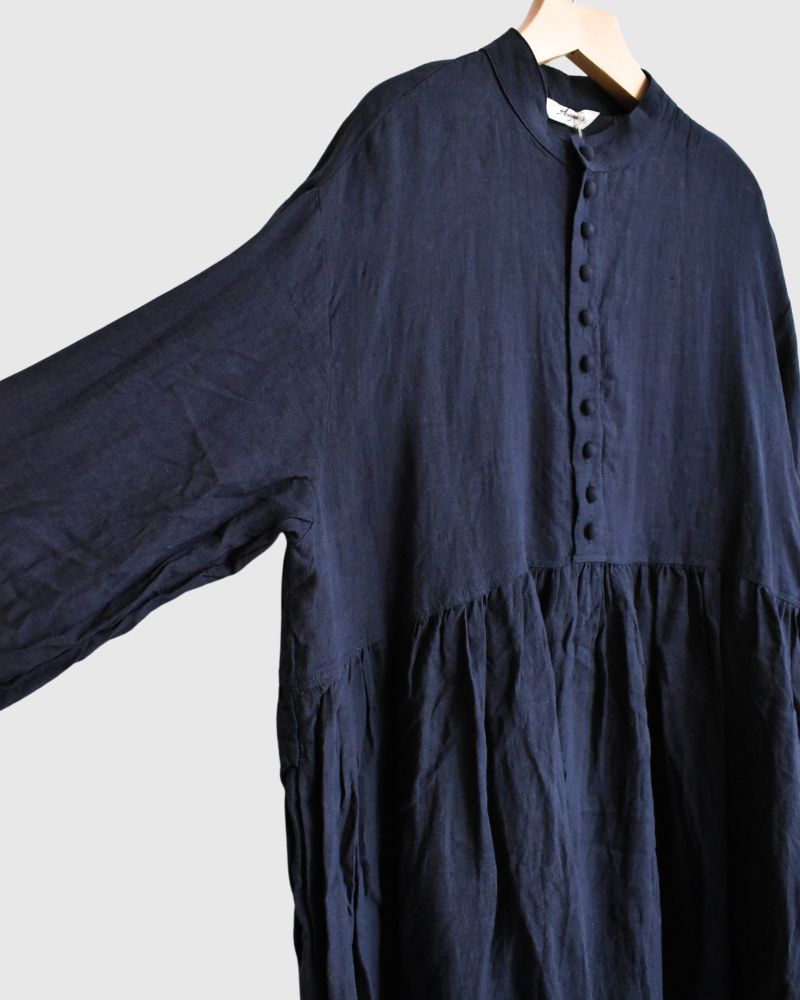 French Linen Dress in Navy