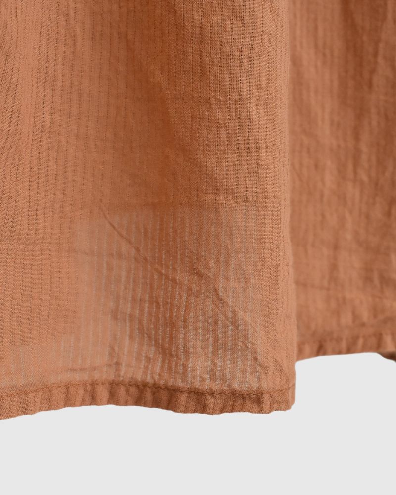 Crew-Neck 3/4 SL Shirt with Mini Pintuck in DarkOrange