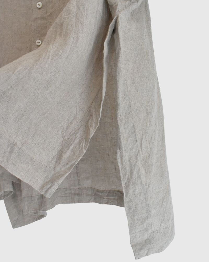 Handwoven 60×60 Linen Square Shirt in Flax