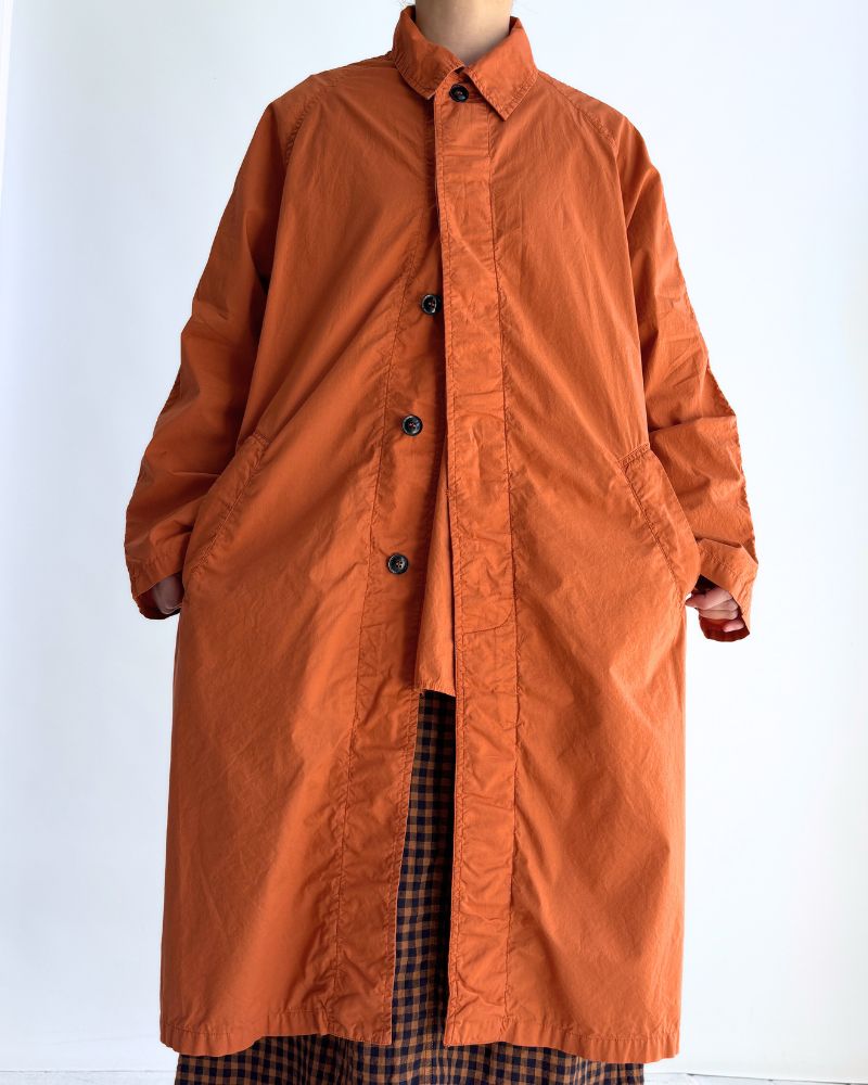 60s COTTON POPLIN OVERDYE BALMACAAN COAT in Brick