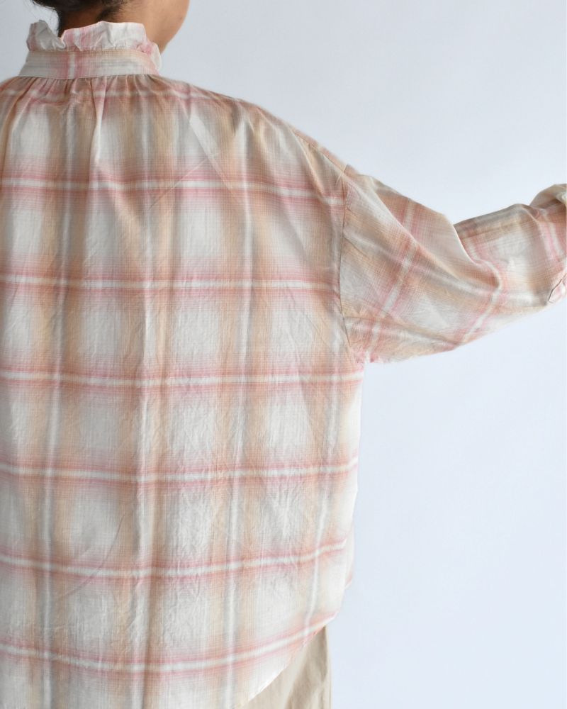 Light Madras Ruffle Blouse in LightPink