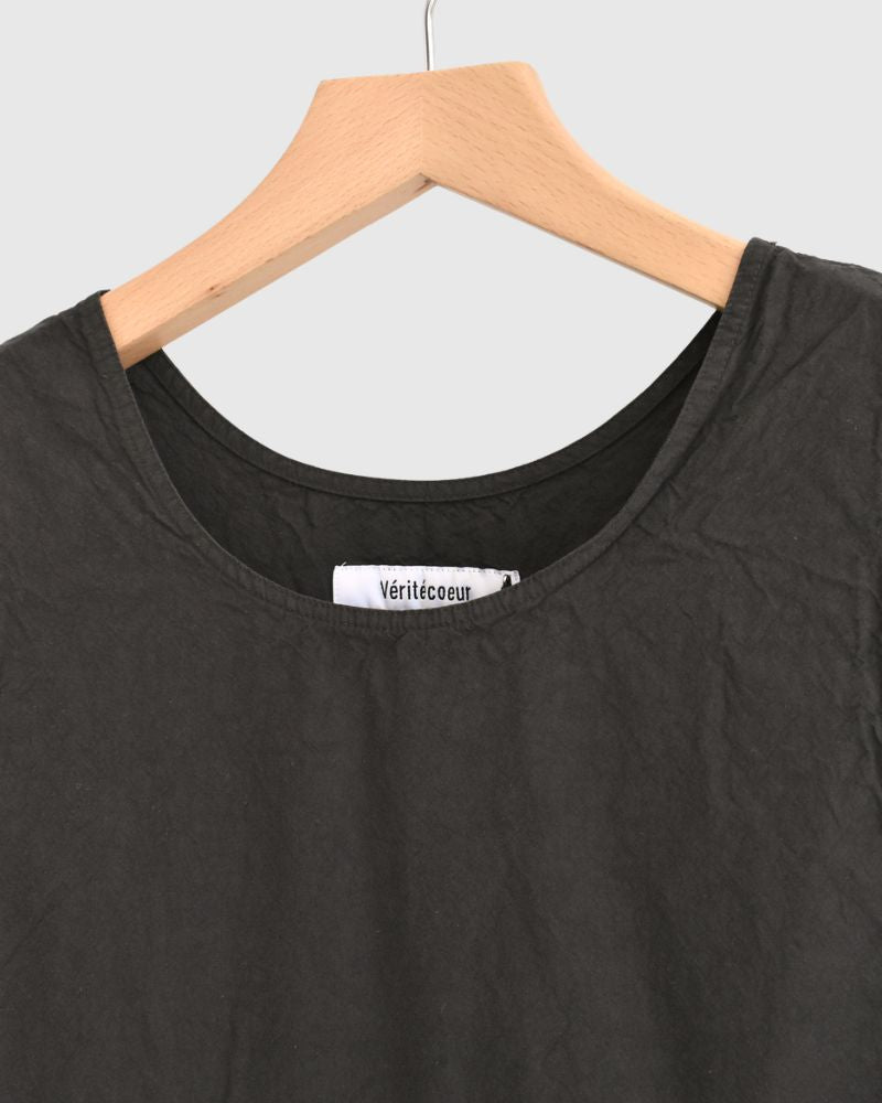 Sleeveless Gathered Top in Dark Brown