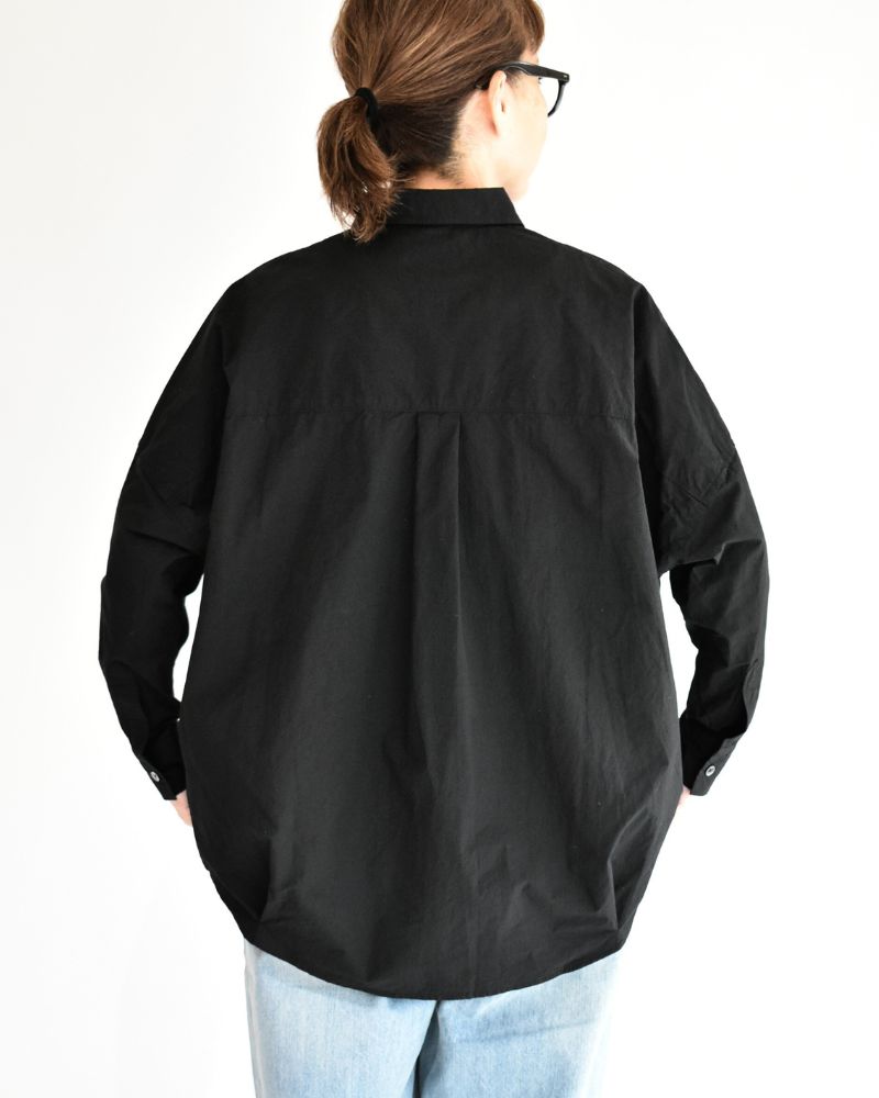 Tuck Cocoon Shirt in Black