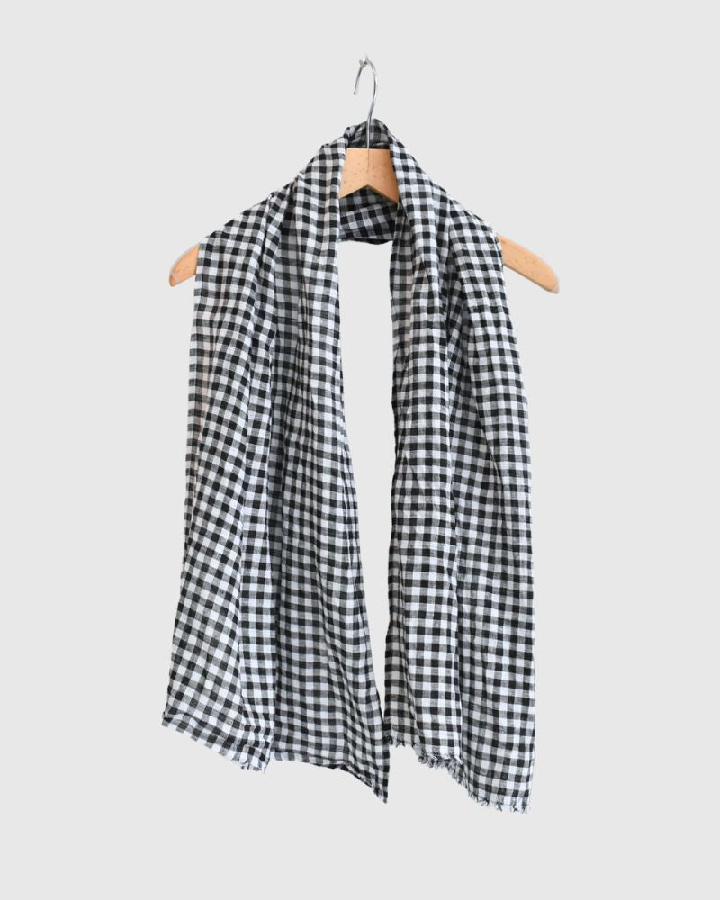 Gingham Check Linen Stole