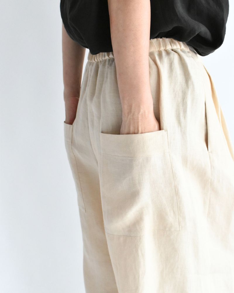 Sarrouel Wide Short Length Pants in Ivory