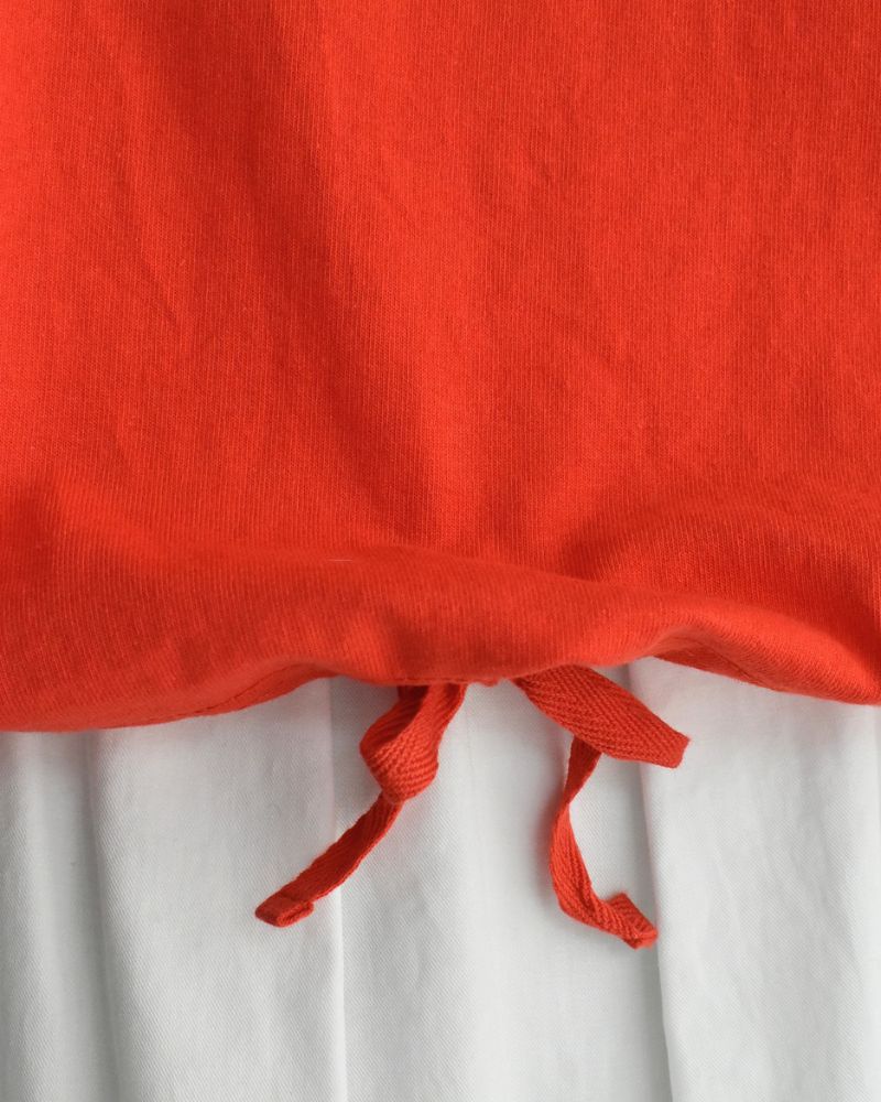 Half-Sleeve Drawstring T-shirt in Orange