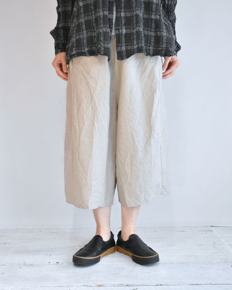Linen Oval Pants in Beige