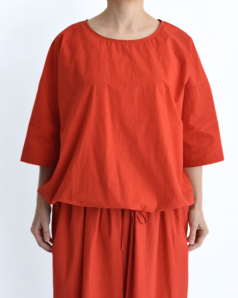 Drawstring Pullover in Orange