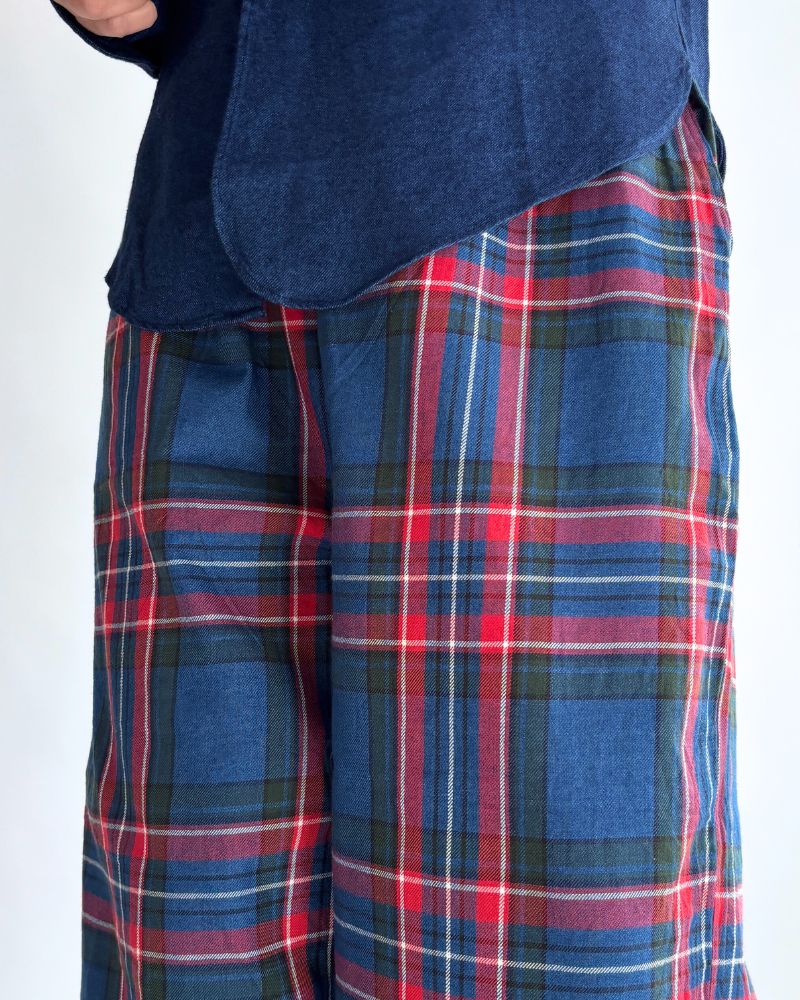 Indigo Tartan Ease Pants in Blue