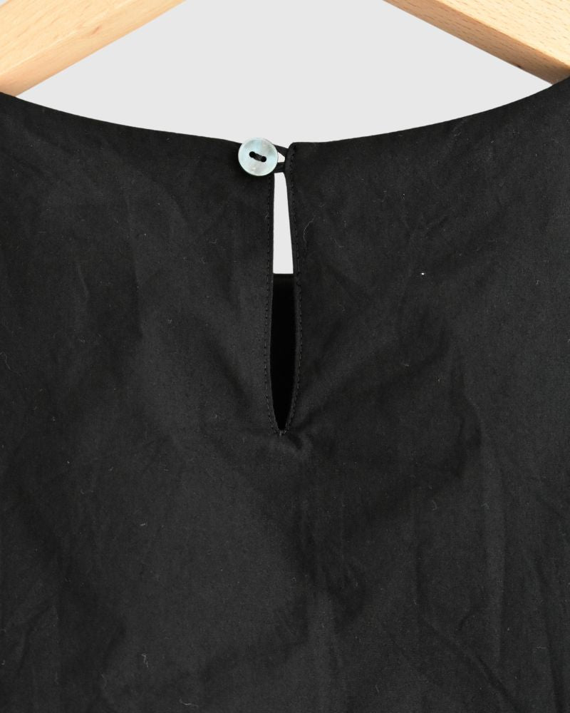 Cotton Balloon Tunic in Black