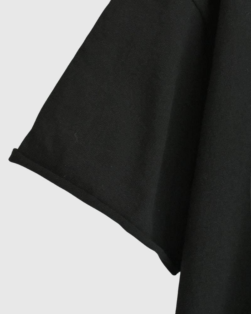Half-Sleeve Drawstring T-shirt in Black