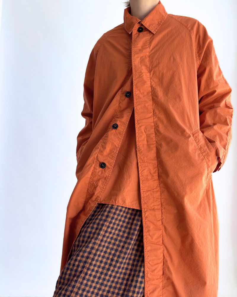 60s COTTON POPLIN OVERDYE BALMACAAN COAT in Brick