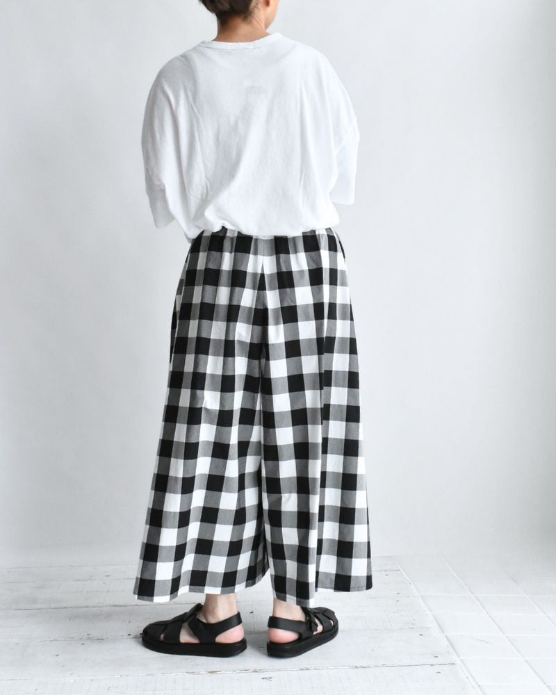 Block Check Culotte Pants in White/Black
