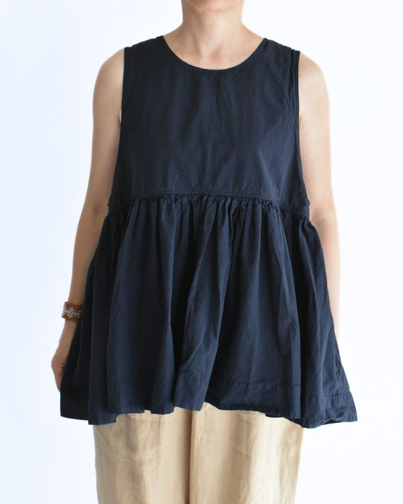 Sleeveless Gathered Top in Dark Navy