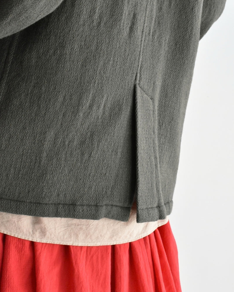Stand Collar Fly Front Jacket in Olive