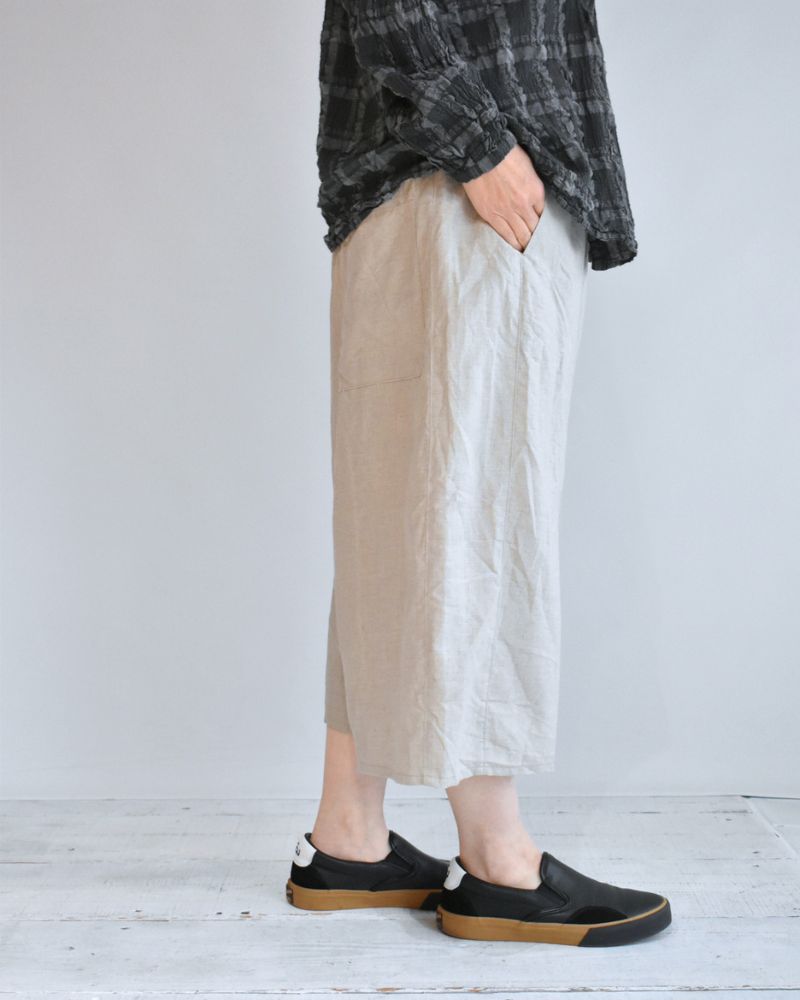 Linen Oval Pants in Beige