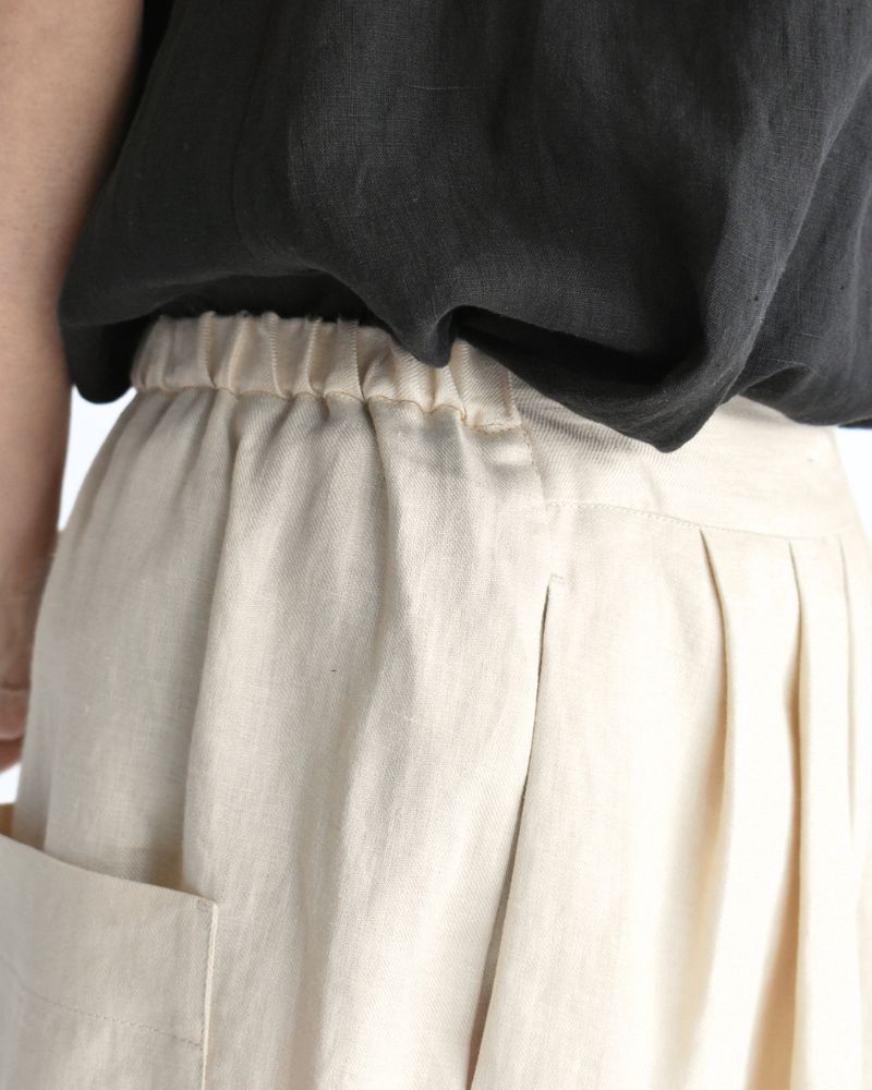 Sarrouel Wide Short Length Pants in Ivory
