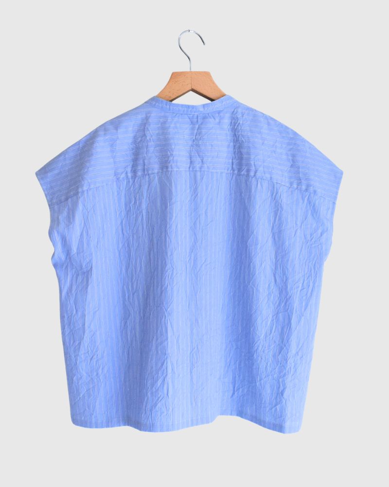 RAY-CC French Sleeve Frill Blouse in SaxStripe