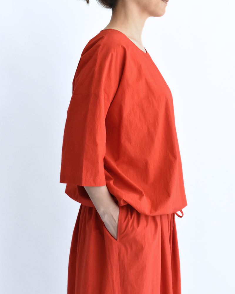 Drawstring Pullover in Orange