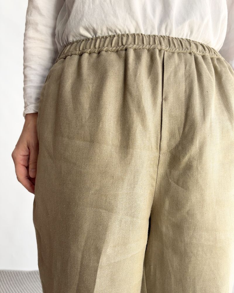 LINEN TWILL EASY TAPERED PANTS in BeigeKhaki