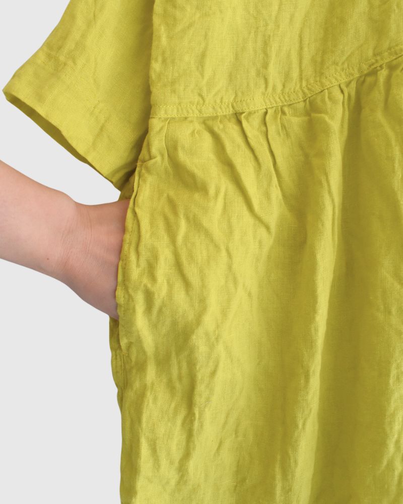 French Linen Dress in Yellow