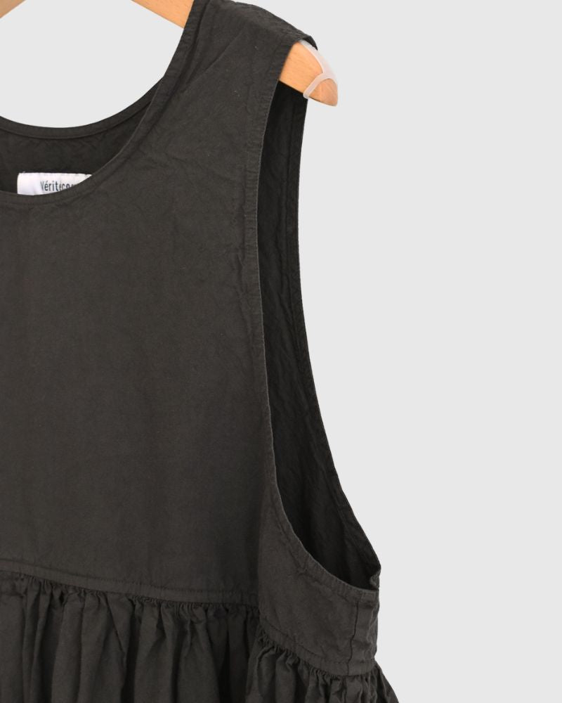 Sleeveless Gathered Top in Dark Brown