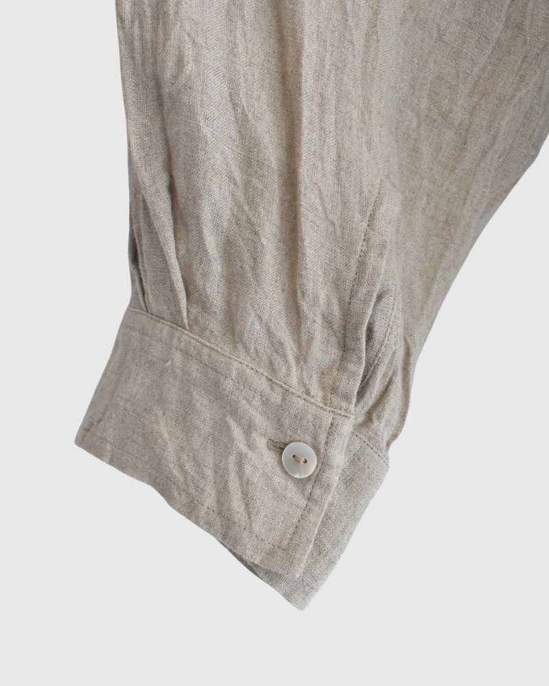 Handwoven 60×60 Linen Square Shirt in Flax