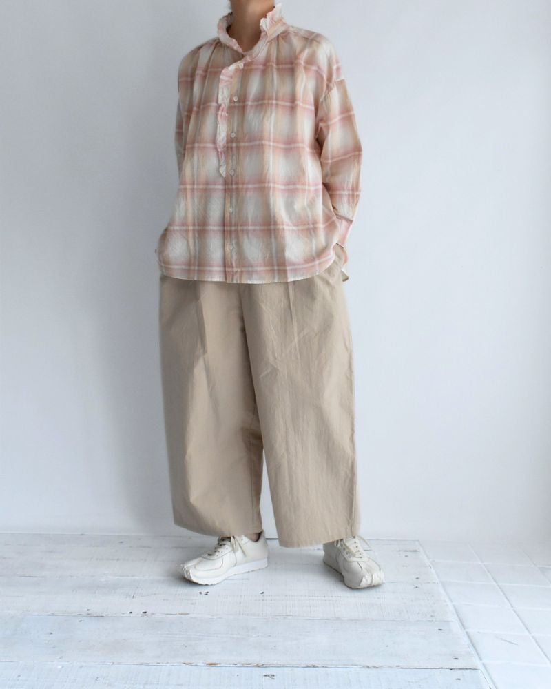 Light Madras Ruffle Blouse in LightPink
