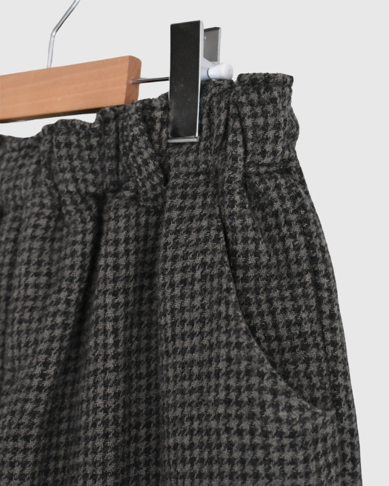 Wool Gauze Houndstooth Pants in Mocha