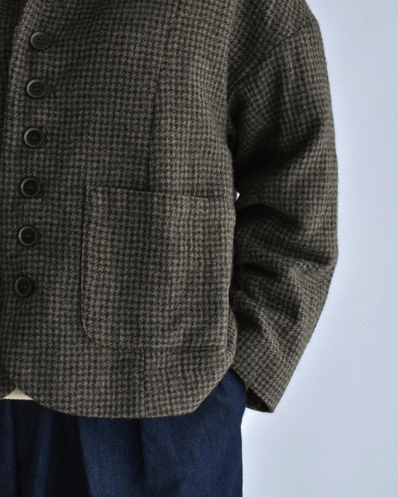 Wool Gauze Houndstooth Jacket in Mocha
