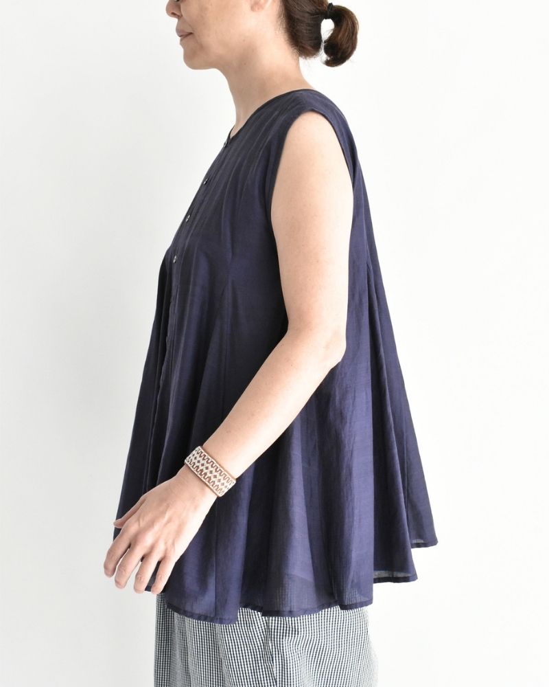 Silk cotton gusset 2-way tank top in Navy
