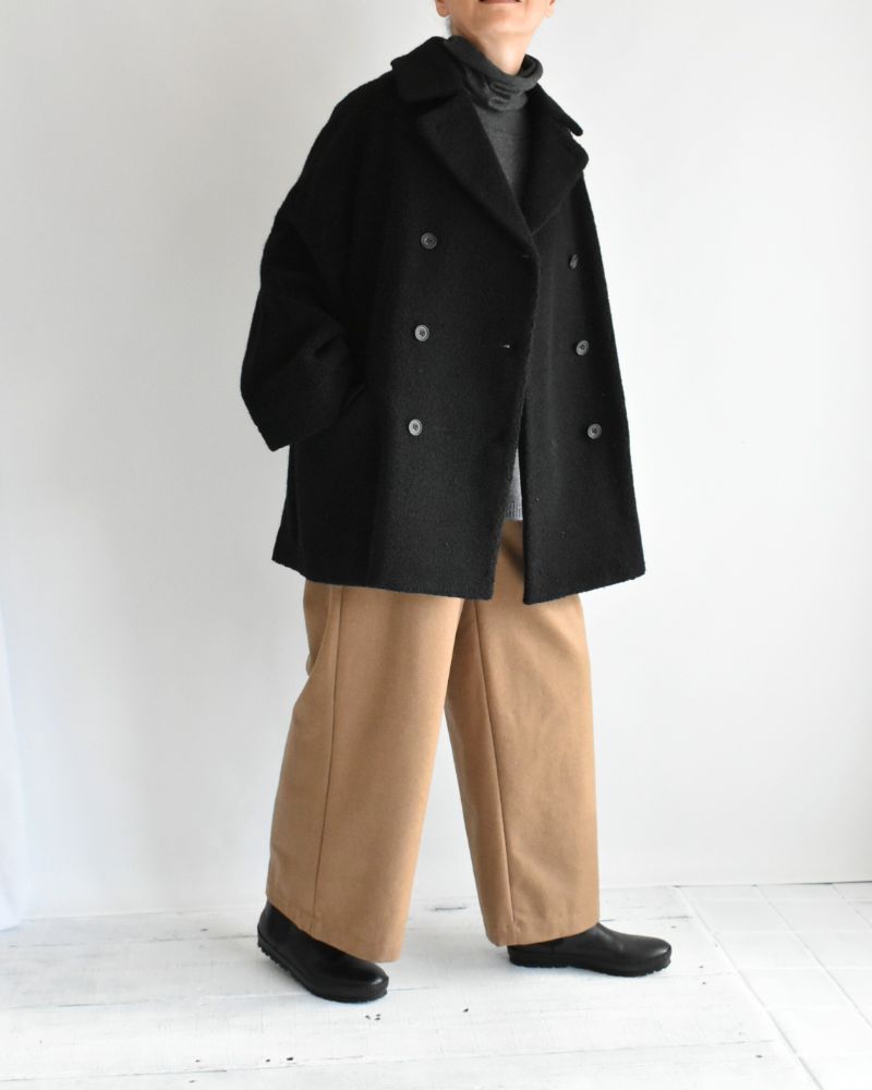 DOUBLE OVER COAT in Black