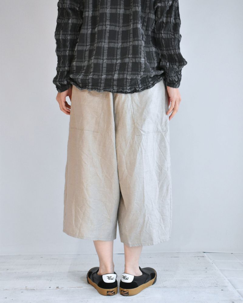 Linen Oval Pants in Beige