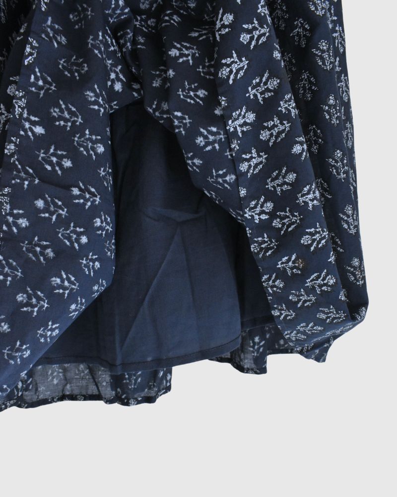RAJASTAN TUCK GATHERED SKIRT WITH LINING in Navy