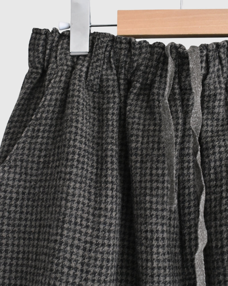 Wool Gauze Houndstooth Pants in Mocha