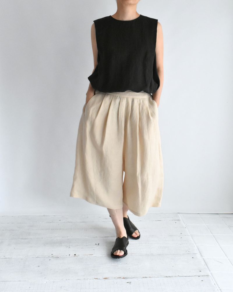 Sarrouel Wide Short Length Pants in Ivory