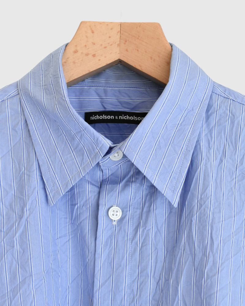 CLEA-CC 2-Way Regular Collar Shirt in SaxStripe
