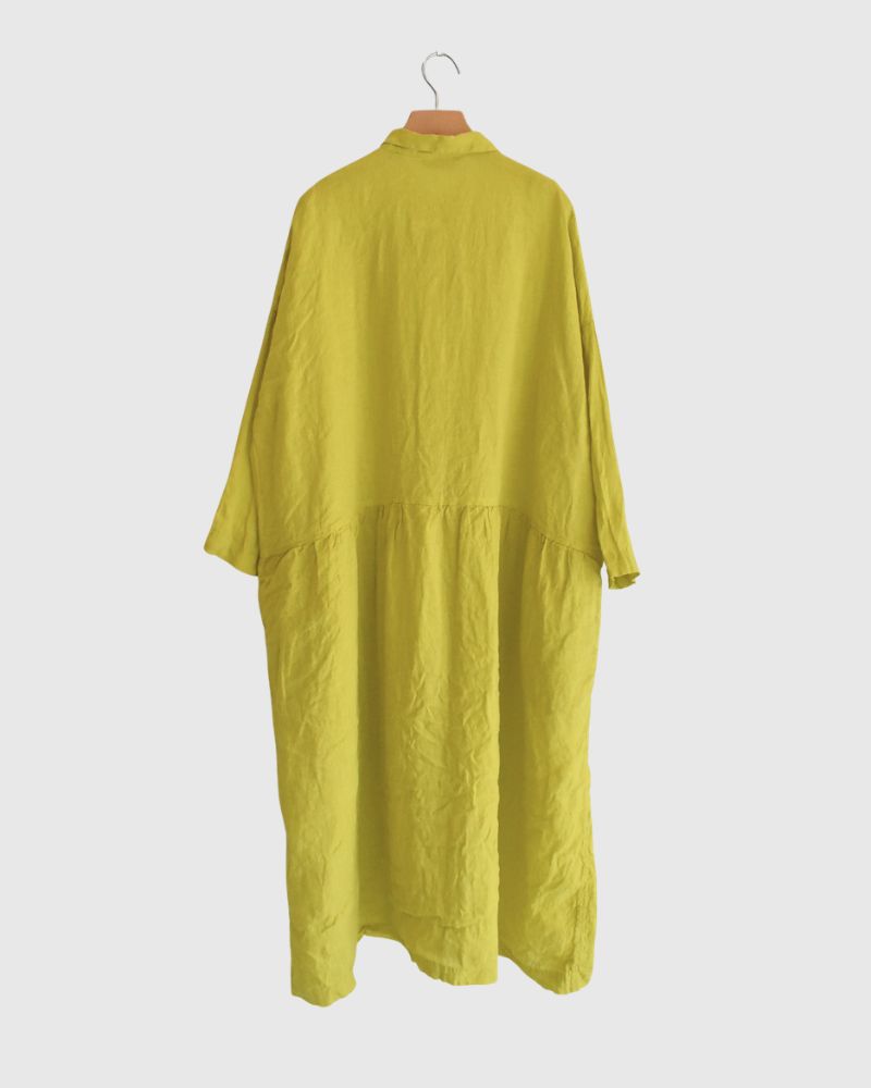 French Linen Dress in Yellow