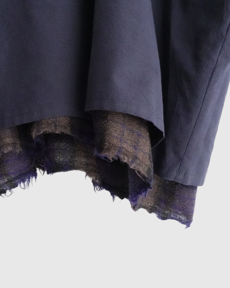 Wool Gauze Voile Reversible Top in Navy/Brown