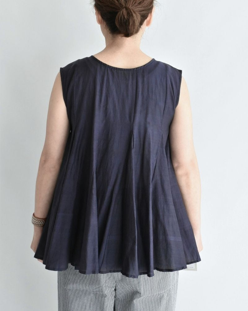 Silk cotton gusset 2-way tank top in Navy
