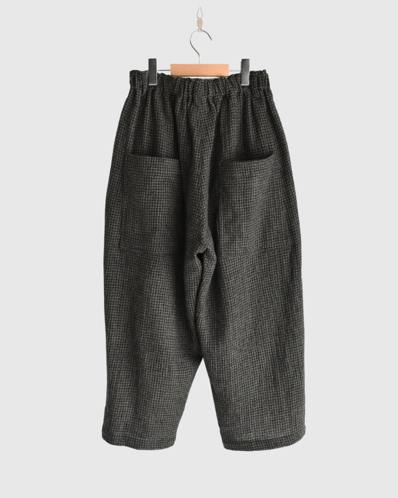 Wool Gauze Houndstooth Pants in Mocha