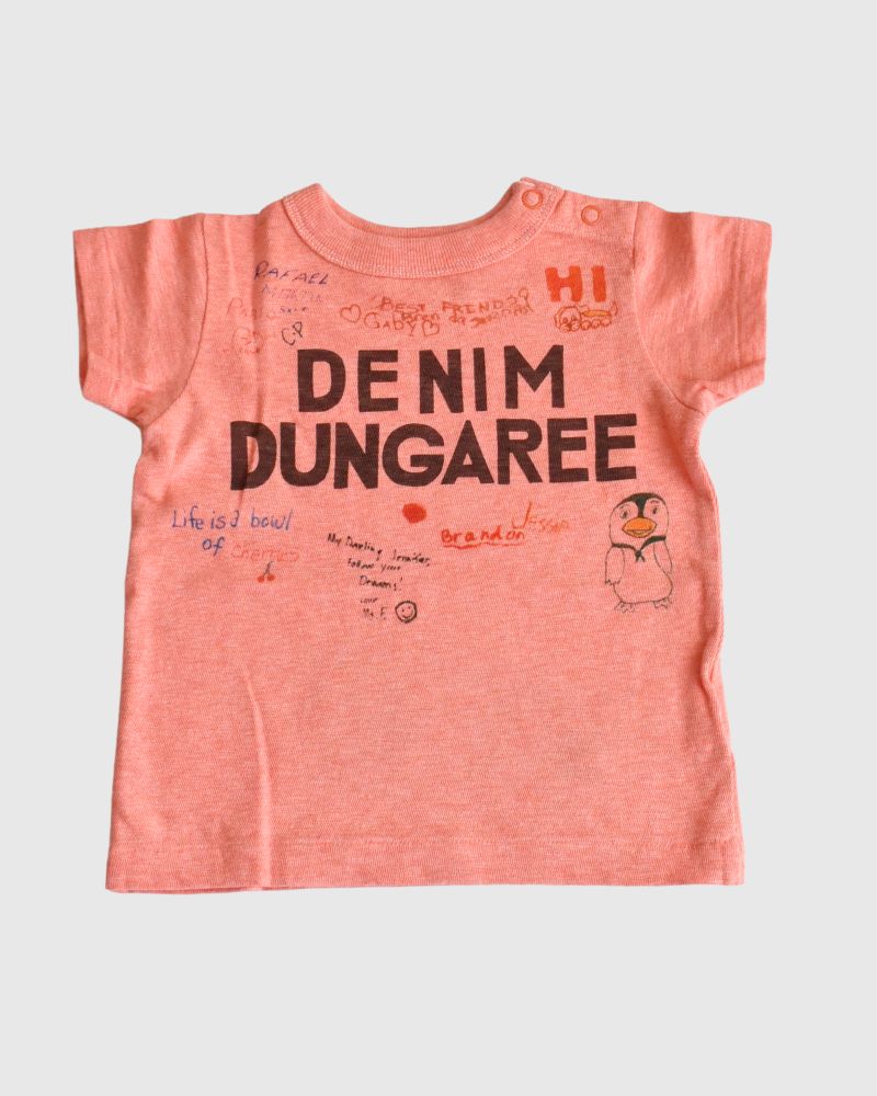 Cotton Jersey DENIM DUNGAREE Baby Tee in Orange