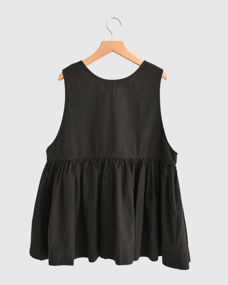 Sleeveless Gathered Top in Dark Brown