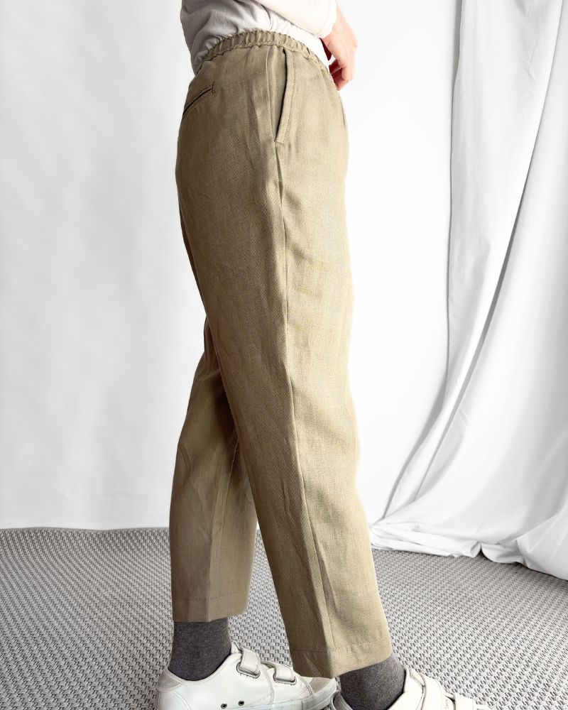 LINEN TWILL EASY TAPERED PANTS in BeigeKhaki