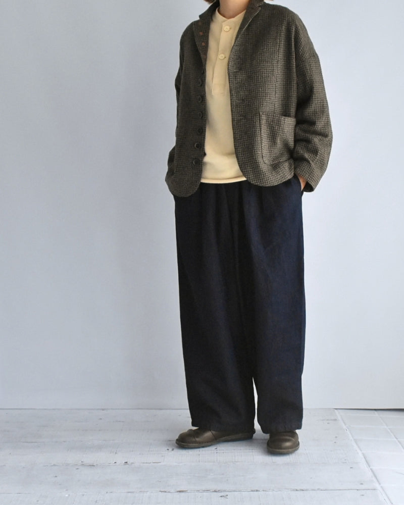 Wool Gauze Houndstooth Jacket in Mocha