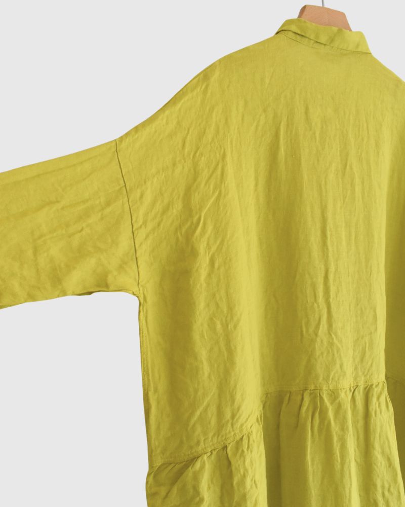 French Linen Dress in Yellow