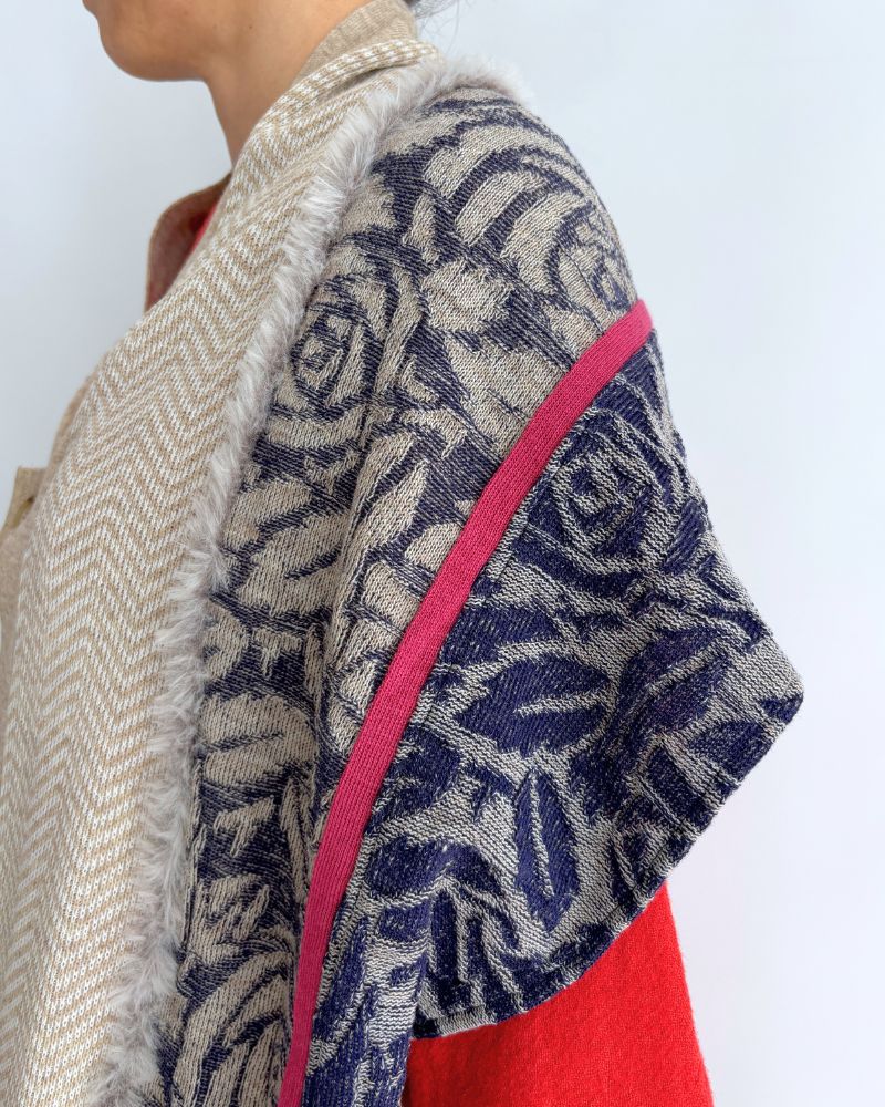 Stole muffler in Oatmeal/Navy