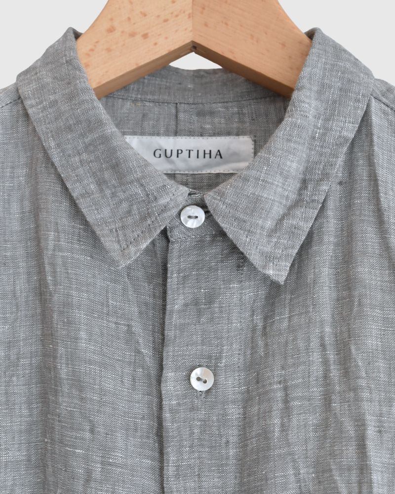 Handwoven 60×60 Linen Square Shirt in Gray