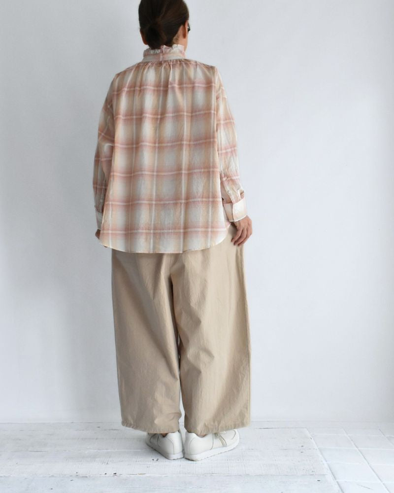 Light Madras Ruffle Blouse in LightPink