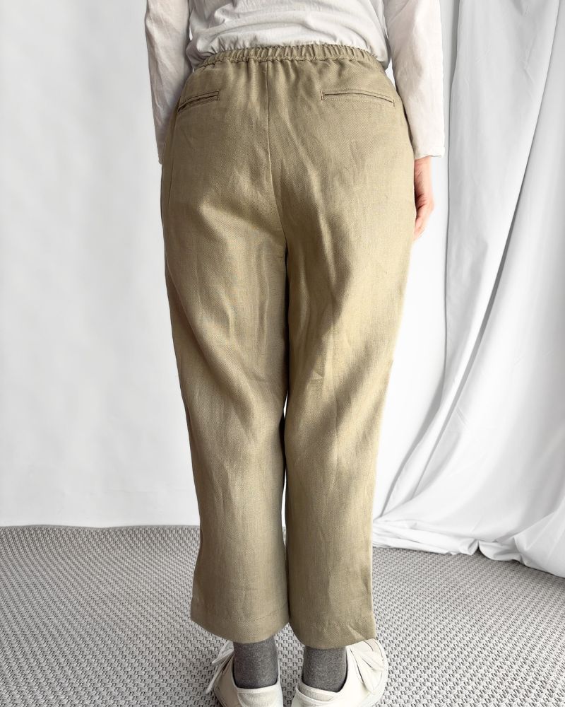 LINEN TWILL EASY TAPERED PANTS in BeigeKhaki